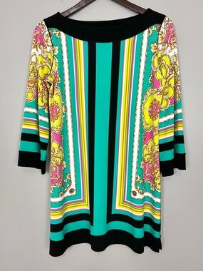 Eva Varro Colorful Knit Tunic Top Women’s Size M Stretch Jersey Knit Art To Wear